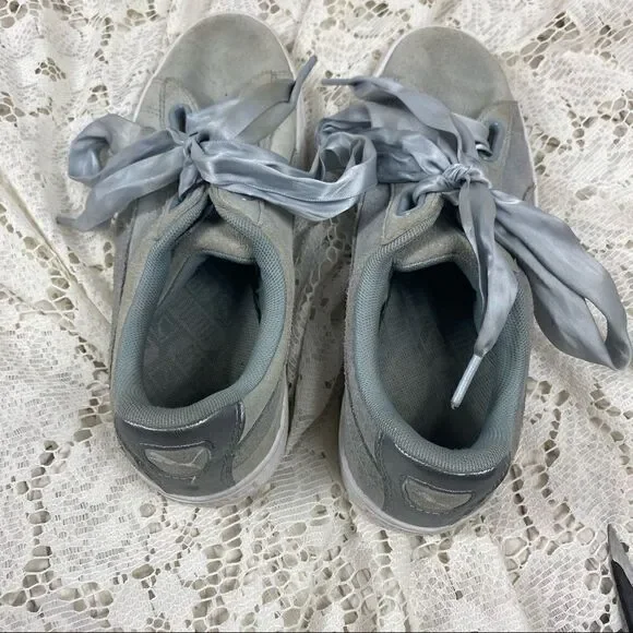Puma Gray Suede Ribbon Trainers - Picture 5 of 6
